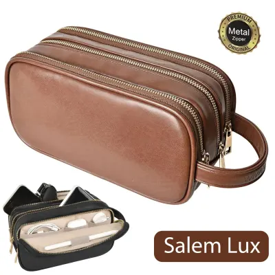 WiWu Salem Lux Travel Pouch – Soft Touch, Tri-Compartment Organizer with Metal Zipper & Multiple Pockets