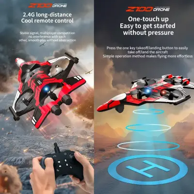 Honton Z100 Remote Control Stunt Drone with 360° Rolling, Hand Throw Takeoff and One Key Hover Flight Red