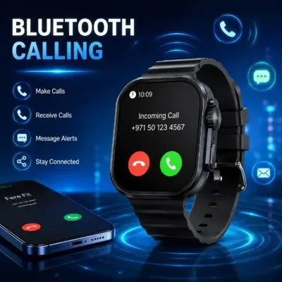 Keqiwear ساعة كيكيليبر KW100 Ultra 3 الذكية - مجموعة 7+1 أساور، مكالمات بلوتوث، تتبع اللياقة البدنية والصحة، شحن لاسلكي، شاشة عريضة عالية الدقة مقاس 2.0 بوصة