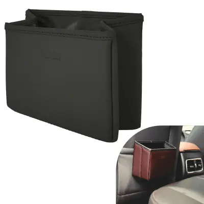 Zhuse Multifunctional Car Seat Back Storage Organizer with Dual Compartments, Secure Strap Mounting and Space-Saving Design Black