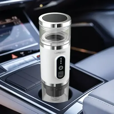 Lepresso 4-in-1 Portable Coffee Maker + Milk Frother – Compact, Dual-Cup, Battery & USB-C Compatible