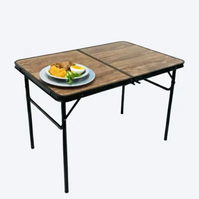 Generic Foldable Camping Table 120×60cm – Wood-Grain Top, Portable Picnic & Outdoor Dining Table