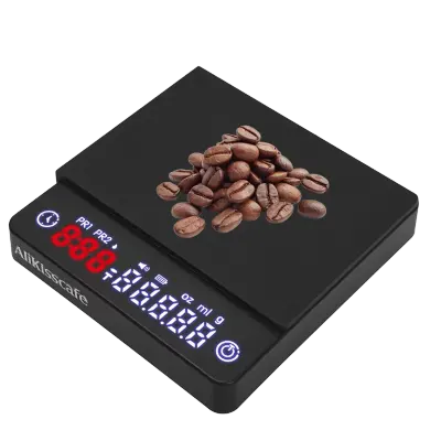 DLC Digital Coffee Weighing Scale with 0.1g Precision, 2000g Capacity, Built-In Brewing Timer, Dual LED Display, 800mAh Rechargeable Battery