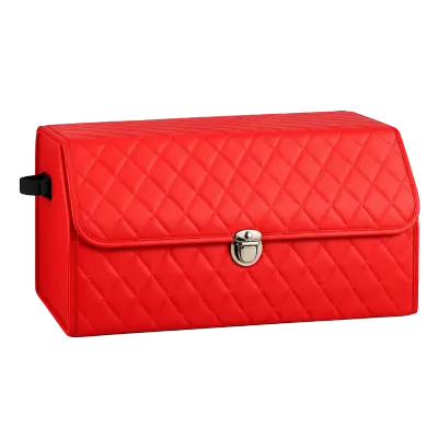 Generic Premium Foldable Car Trunk Storage Organizer Box with Quilted Design Red