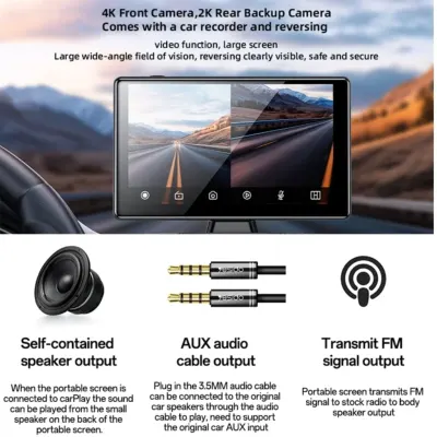يسيدو شاشة كونسول وسطية تعمل باللمس مقاس 9 بوصات بتقنية CarPlay، شاشة نافيجيشن محمولة للسيارة مع مسجل قيادة، Yesido KM18 - أسود