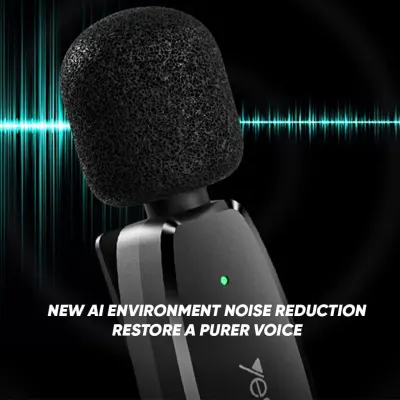 Yesido Dual Wireless Microphone, Type-C Connector, Yesido KR13 Black