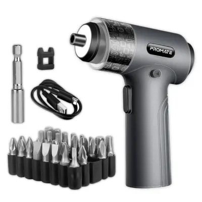 Promate 36-In-1 Wireless Rechargeable Screwdriver With 32 S2 Steel Bits | Promate Protools-31G