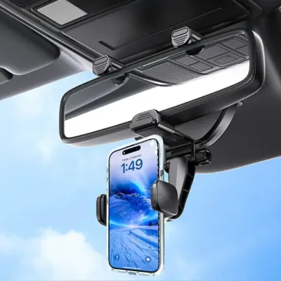 Yesido Rearview Mirror Phone Holder with 360° Rotation & Adjustable Car Mount