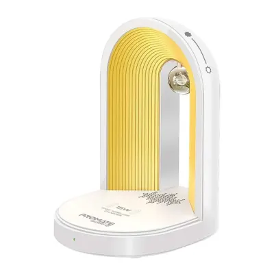 Promate Multi-Functional LED Lamp Bluetooth Speaker with 15W Wireless Charger, Promate Globe-Qi - White