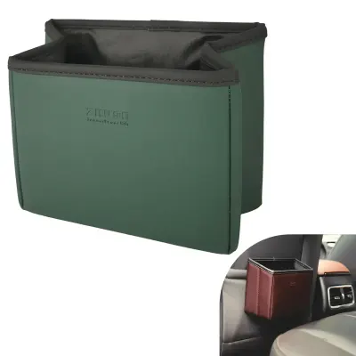 Zhuse Multifunctional Car Seat Back Storage Organizer with Dual Compartments, Secure Strap Mounting and Space-Saving Design Green