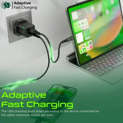 Promate Ultra-Fast Dual Port AC Charger With 25W Power Delivery And Qc 3.0, Promate Powerport-25AC