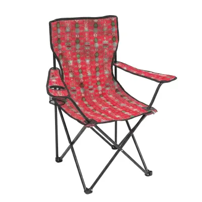 Generic Portable Folding Camping Chair with Cup Holder – Lightweight Outdoor Armchair for Beach, Picnics & Camping Red