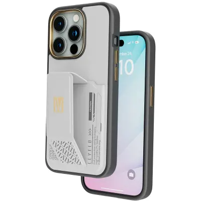 Levelo iPhone 15 Pro Morphix Gripstand Case With Cardholder Levelo - Grey Grey