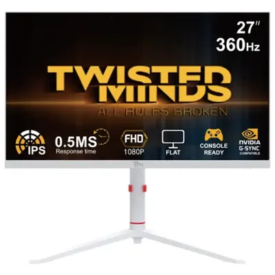 Twisted Minds Frost Series 27-Inch FHD 1080p Fast IPS Gaming Monitor 360Hz Refresh Rate 0.5ms Response Time Flat Screen NVIDIA G-Sync Compatible HDMI 2.1
