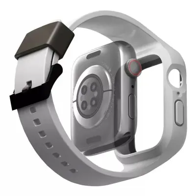 UNIQ 2-in-1 45/44mm Apple Watch Strap with Hybrid Case, UNIQ Monos (Only Straps) - Black