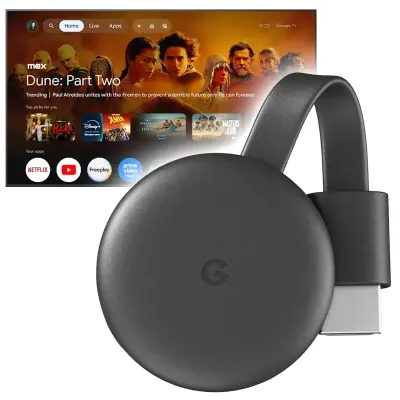 Google Chromecast 3rd Generation Full HD 1080p Streaming Media Player with Dual-Band Wi-Fi, HDMI TV Casting and Smartphone, Tablet & Laptop Control White
