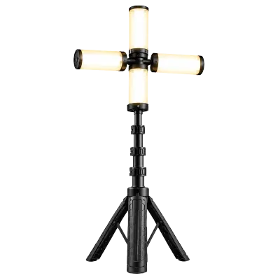Generic 4-Panel Rechargeable LED Camping Light with Adjustable Tripod Stand, 172cm Extendable Height, 180° Vertical and 270° Horizontal Light Adjustment