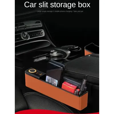 Generic Car Seat Gap Filler with Charging Port (Support QC & PD) and Cigarettte lighter , Car Seat Storage Box with Fast Charging Red