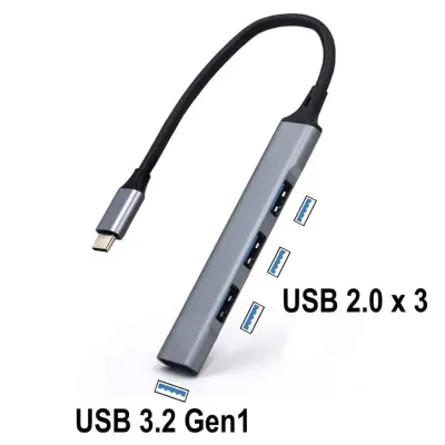 MpBlberri 4-in-1 Type-C to (4 USB-A) Ports HUB MpBlberri BLBOT557 - Black & Grey