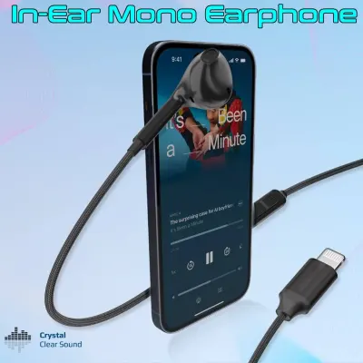 Levore Mono (Single Ear) Stereo Wired Earphone With Lightning Connector, Desert LEW23 - Black