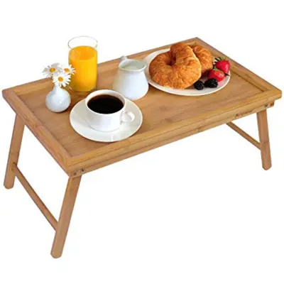 Generic Folding Bamboo Breakfast Tray, Bed Table for Eating, Reading, or Laptop Use – Lightweight & Multi-Purpose