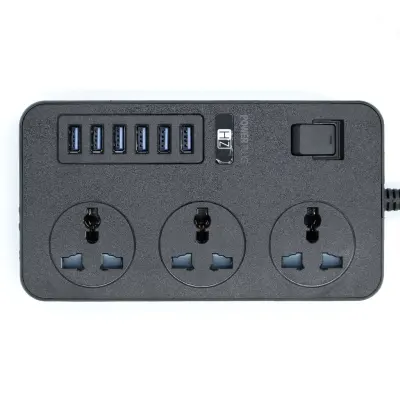HeatZ 6 USB Port 3.1A and 3 Socket, 3000W Power Plug, Heatz ZC603, 2 Meter