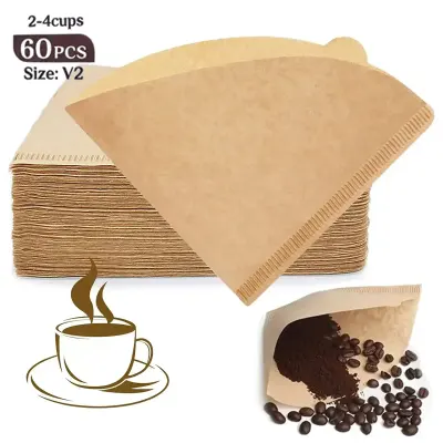 Generic V1 Coffee Filter Paper 70 Pcs – Natural Unbleached V-Shaped Pour Over Filters for 1–2 Cups