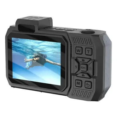 Porodo Waterproof Digital Camera Dual Screen & 18x Zoom, Porodo - Black