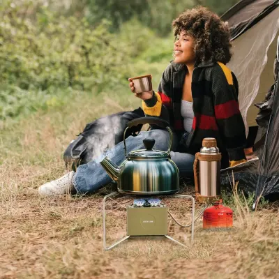 Green Lion 3-Burner Foldable Camping Stove 8000W High Power Portable Outdoor Gas Cooker with Adjustable Flame Control for Hiking and Backpacking