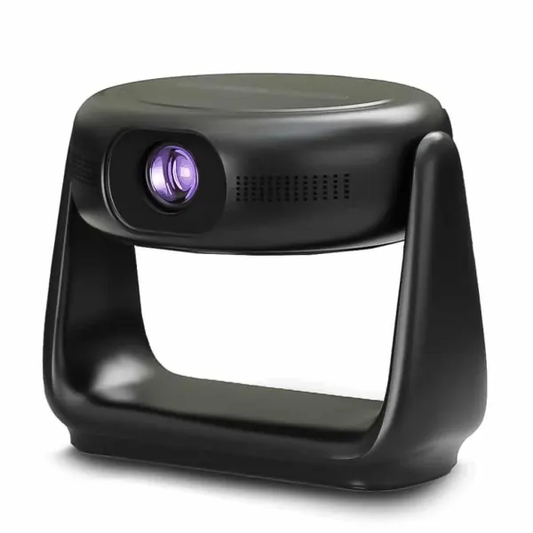 Pan-Tilt Smart Projector with Table Lamp – Portable 1080P Mini