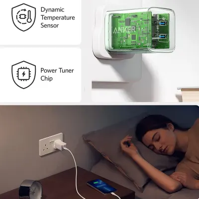 Anker 40 Watt Dual-Port USB Type-C Wall Charger, Anker A2038K21 White