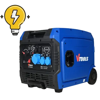VTOOLS 6500W Peak 6000W Rated Portable Gasoline Inverter Generator with 298cc Engine, Electric Remote & Recoil Start, 15L Fuel Tank, Digital Display, 220V AC Outlets