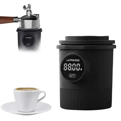 Lepresso Smart Coffee Dosing Cup with 0.1g Digital Scale, 500g Capacity, 58mm Portafilter Compatibility, USB-C Rechargeable Battery and Multi-Unit Measurement – Black