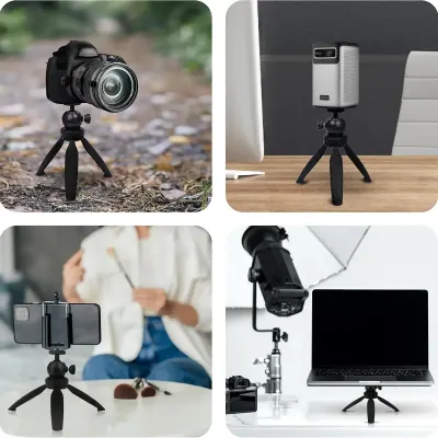 Generic Mini Flexible Tripod Stand – 360° Rotating Desktop Tripod for Cameras, Phones & Projectors