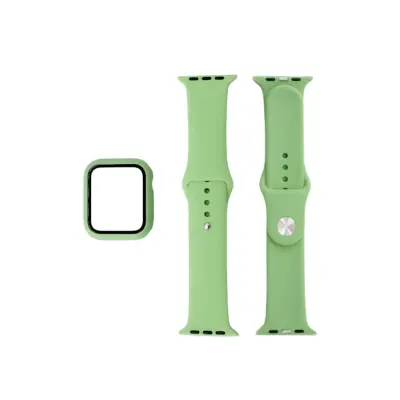 Generic 2in1 45mm Band&Case Slicone Watch Straps, Mint Green (Only Straps)