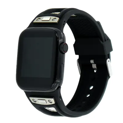 MOCOM 49mm Watch Straps Silicone Rubber For Apple Watch Mocom (Only Straps) - Black Black