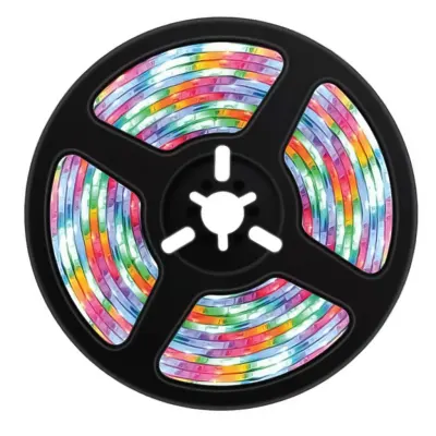 PorodoBlue Sound Reactive RGB Strip Light, 16.4 Feet, 44 Key Remote, 5 Meter Length, Fade and Jump Effects, Porodo PB-RGBSL