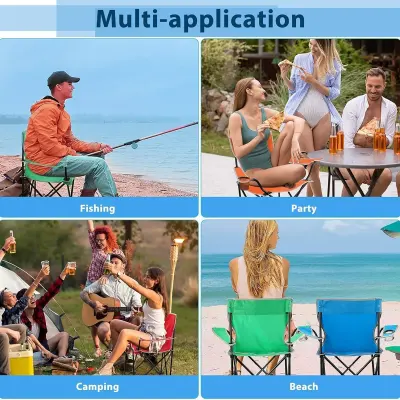 Generic Portable Folding Camping Chair with Cup Holder – Lightweight Outdoor Armchair for Beach, Picnics & Camping Grey