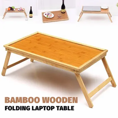 Generic Folding Bamboo Breakfast Tray, Bed Table for Eating, Reading, or Laptop Use – Lightweight & Multi-Purpose