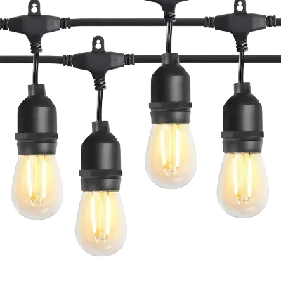Generic Outdoor LED String Lights with Warm White Filament Bulbs, IP65 Waterproof Protection, Energy-Saving Decorative Hanging Lights