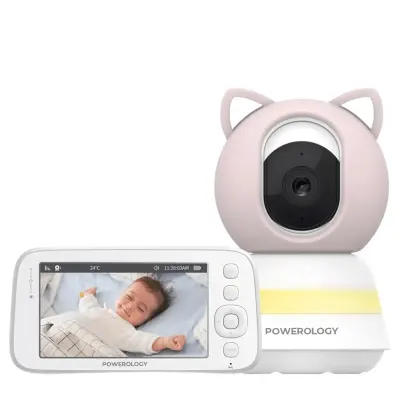 Powerology Baby Camera With 5” HD Monitor And 1080p Video. Ai Motion Tracking, Cry Alerts, Two-way Talk, Color Night Vision, Type-C Power, Sd Up To 256GB