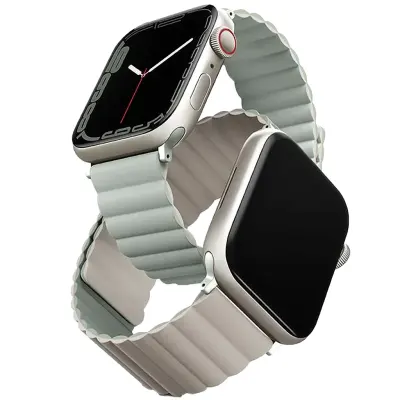 UNIQ 45/42/44/49mm Reversible Apple Watch Strap, UNIQ Revix (Only Straps) - Moss GreenTan