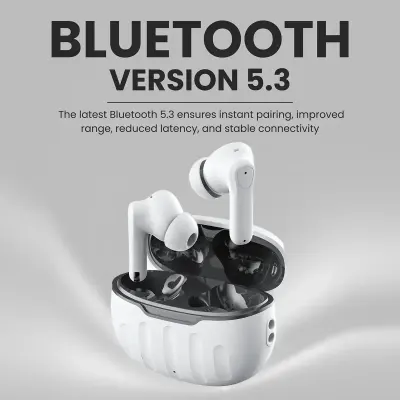 Porodo Sonica TWS Wireless Earbuds Bluetooth 5.3 In-Ear Noise Isolating Headphones with 120H Standby Power White