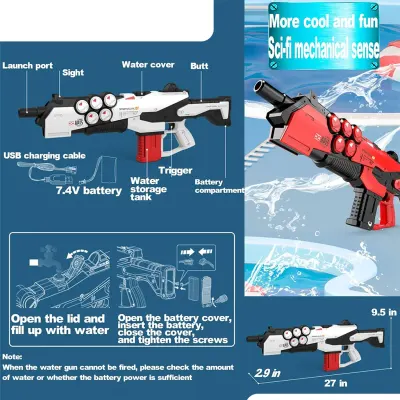 Generic Cyber Electric Water Space Gun for Adults & Kids Water Blaster Squirt Science Fiction Guns