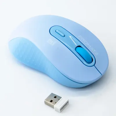 Promate Dual Mode Wireless Optical Mouse With Bt & Rf Connectivity, Promate Ken - Blue Blue