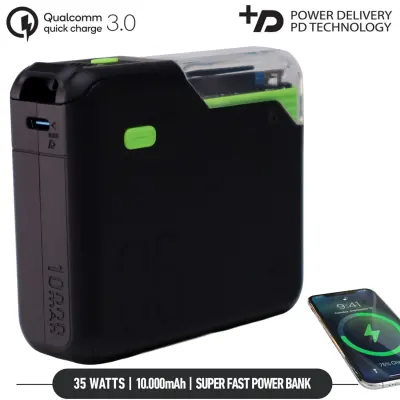 Goui Titan 10000mAh 35W PD Power Bank with Digital Display & G-TAG Tracker Support – Dual Type-C & USB-A Output