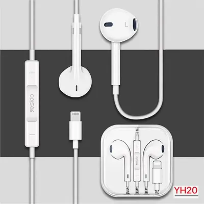 Yesido Earphones with Lightning Connector and Microphone with 1.2m Cable, Yesido YH20 - White