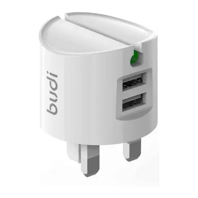 Budi 24 WATT Home Charger With Lightning Cable 2 USB Ports 1 M | Budi  AC322UW