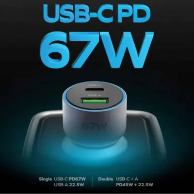 momax 67W Dual Port Car Charger USB-C & USB-A PD3.0 Fast Charging