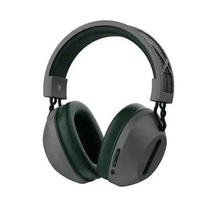 WiWu Solar Powered Active Noise Cancelling Headphones Gray Army Green, Wireless Over-Ear Bluetooth 5.3 for Travel Study Calls, 22dB ANC, 40mm Drivers, Up to 30H Battery, 2.5H Charging